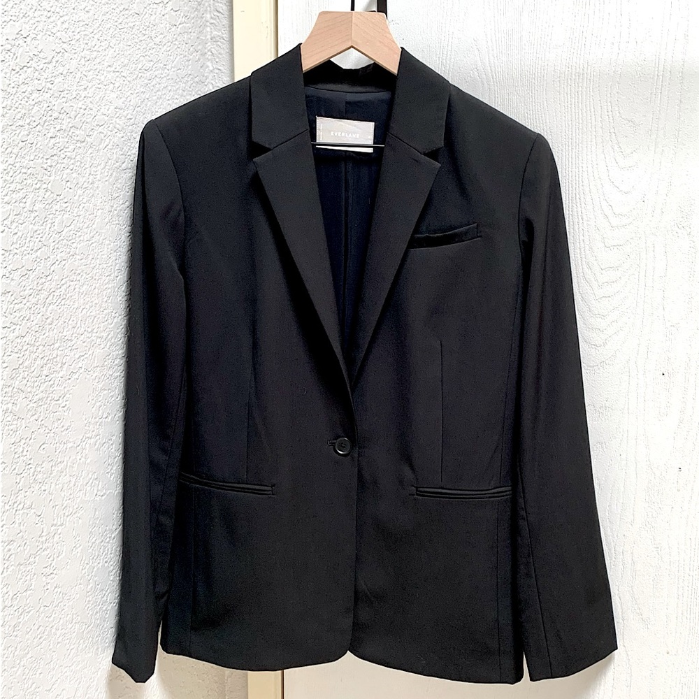 Everlane Black Italian Go Weave Blazer Size 6